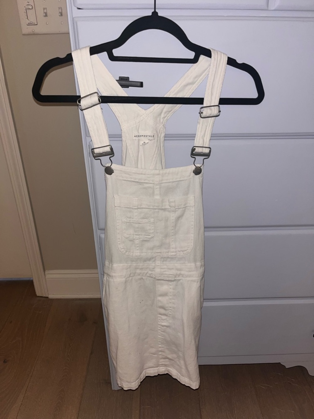 Aeropostale Cream Denim Overall Dress